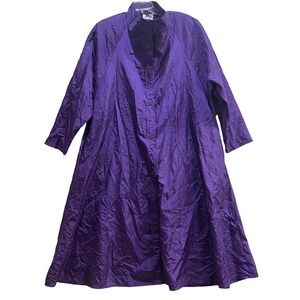 Vintage MJ Seattle Purple Nylon Crinkle Duster Made in USA Size 14 Oversized EUC